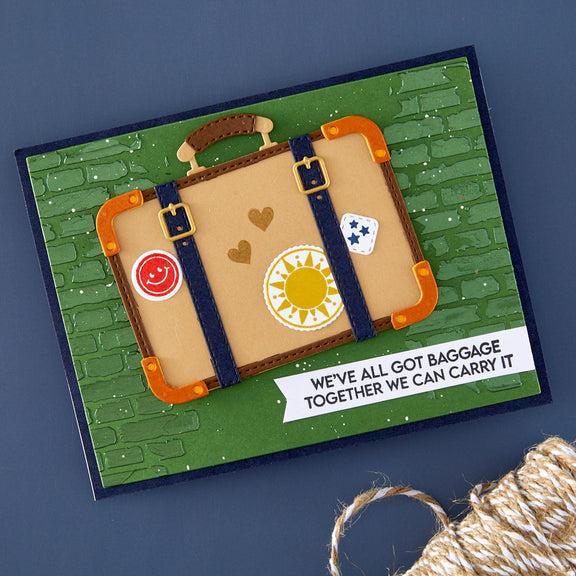 Spellbinders - We All Have Baggage Collection - Clear Stamps &amp; Dies - Retro Suitcase and Sentiments-ScrapbookPal