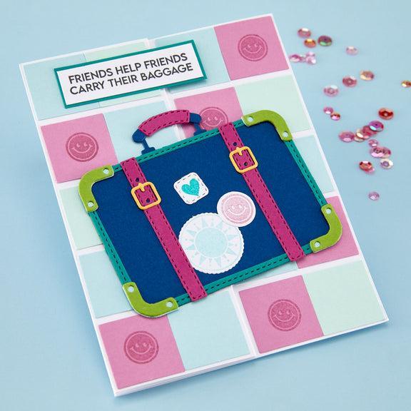 Spellbinders - We All Have Baggage Collection - Clear Stamps &amp; Dies - Retro Suitcase and Sentiments-ScrapbookPal