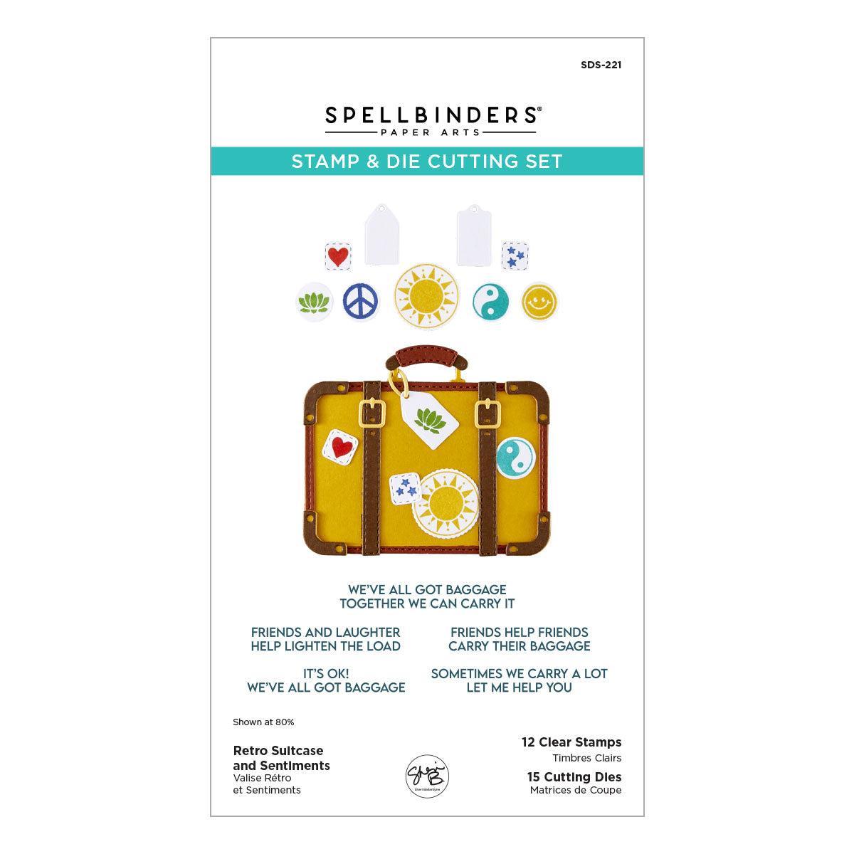 Spellbinders - We All Have Baggage Collection - Clear Stamps &amp; Dies - Retro Suitcase and Sentiments-ScrapbookPal