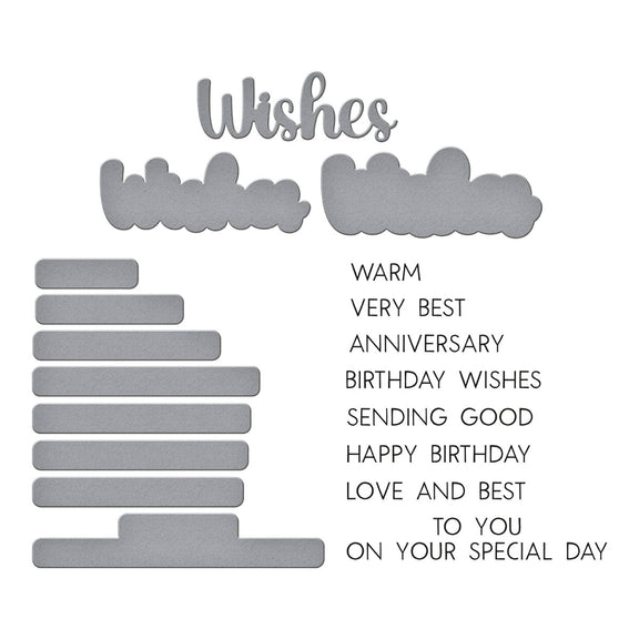 Spellbinders - Wildflowers Collection - Clear Stamps &amp; Dies - Very Best Wishes Sentiments-ScrapbookPal