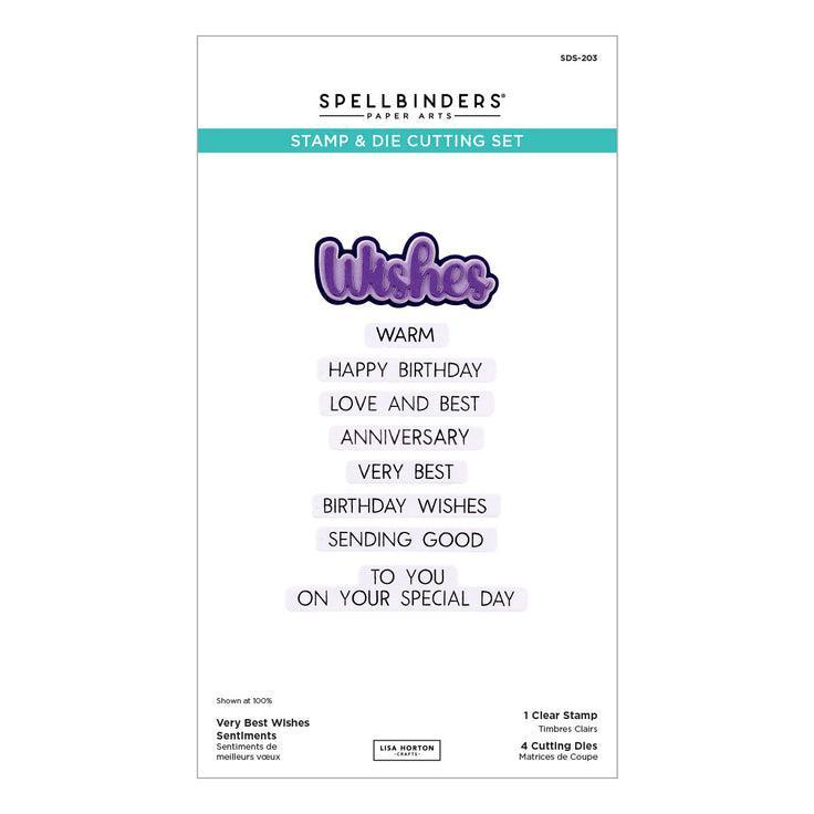 Spellbinders - Wildflowers Collection - Clear Stamps &amp; Dies - Very Best Wishes Sentiments-ScrapbookPal