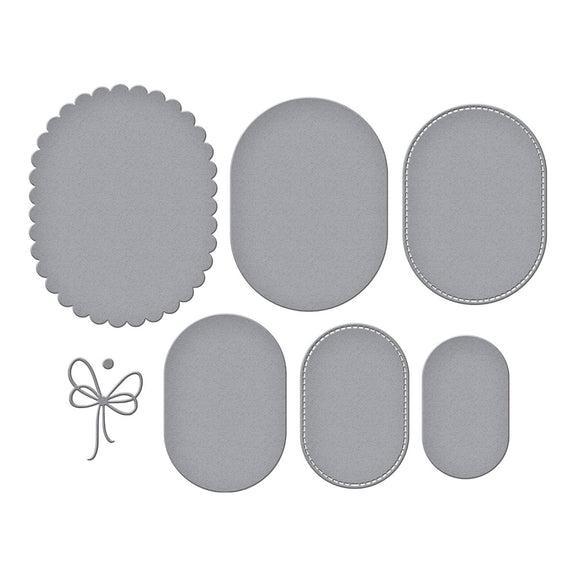 Spellbinders - Wildflowers Collection - Dies - Scallop and Stitched Edge Ovals-ScrapbookPal