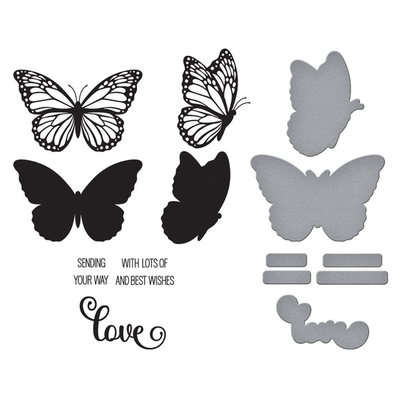 Spellbinders - Wildflowers Collection - Registration Press Plates & Dies - Butterfly Silhouettes-ScrapbookPal