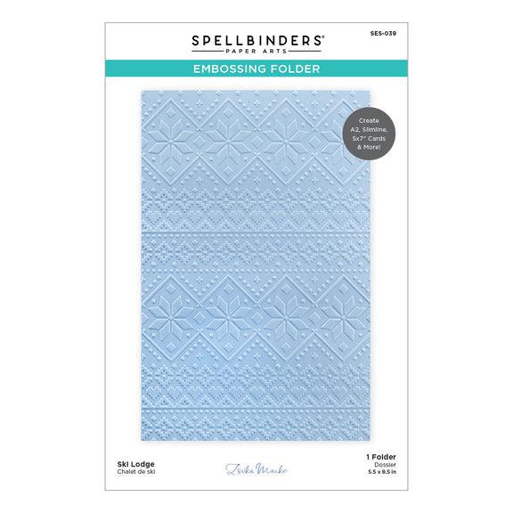 Spellbinders - Winter Tales Collection - Embossing Folder - Ski Lodge-ScrapbookPal