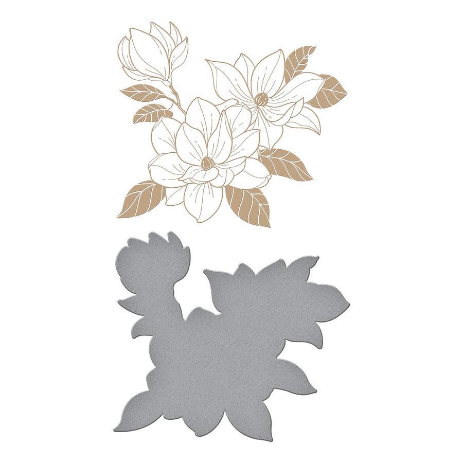 Spellbinders - Yana's Blooms Collection - Glimmer Hot Foil Plate & Die Set - Magnolia Glimmer Blooms-ScrapbookPal