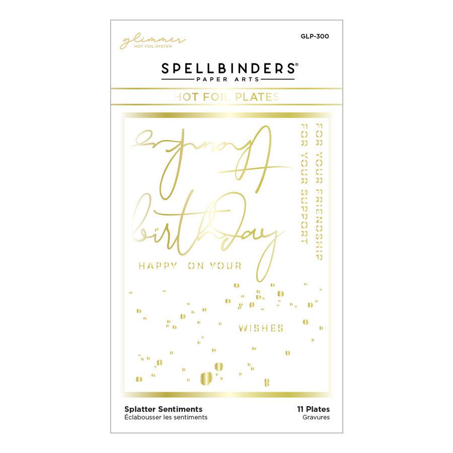 Spellbinders - Yana&#39;s Blooms Collection - Glimmer Hot Foil Plate - Splatter Sentiments-ScrapbookPal