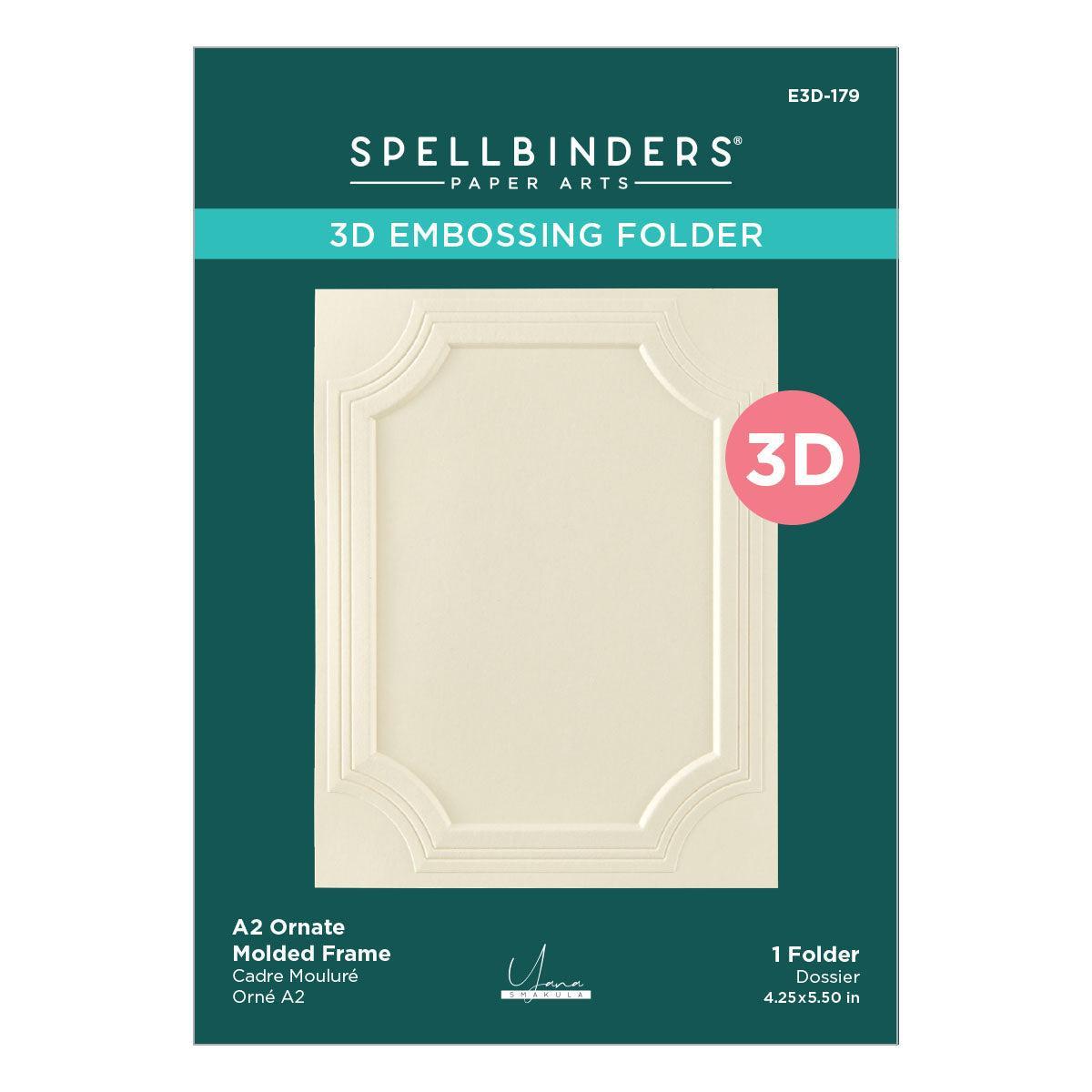 Spellbinders - Yana's Christmas Cats Collection - 3D Embossing Folder - A2 Ornate Molded Frame-ScrapbookPal