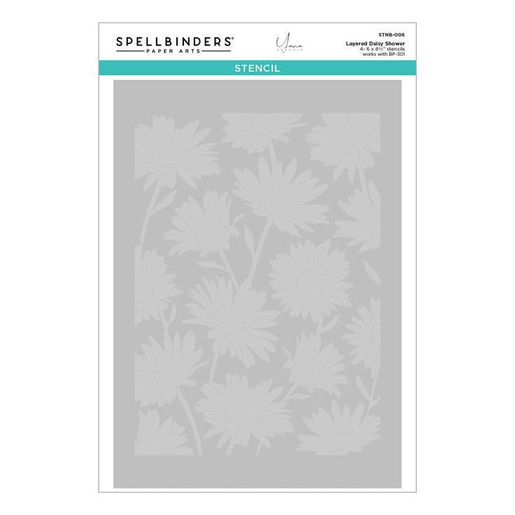 Spellbinders - Yana's Daisies Collection - Press Plates &amp; Stencils - Daisy Shower-ScrapbookPal