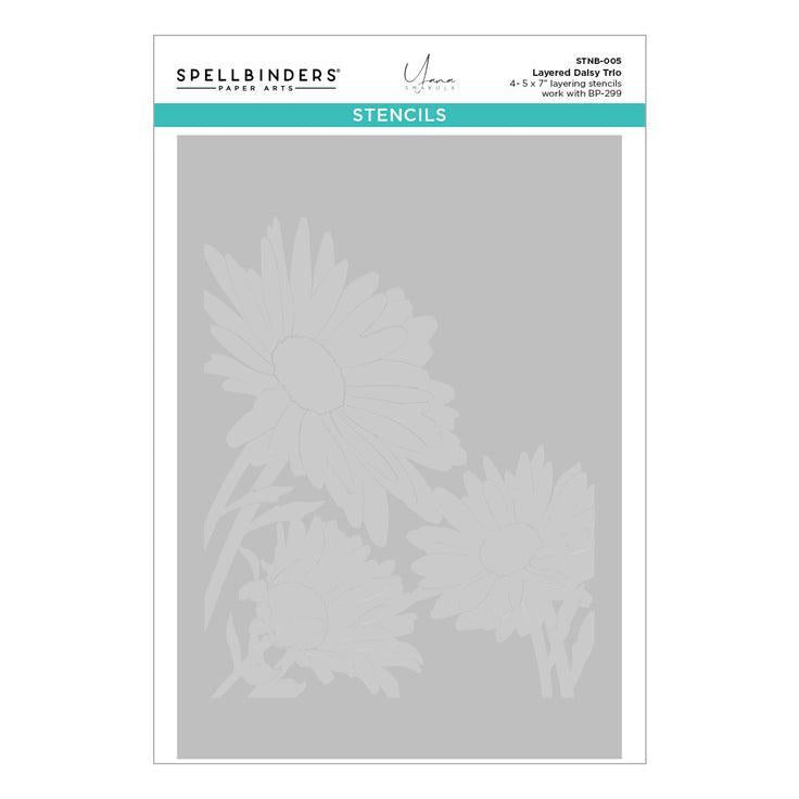 Spellbinders - Yana&#39;s Daisies Collection - Press Plates &amp; Stencils - Daisy Trio-ScrapbookPal