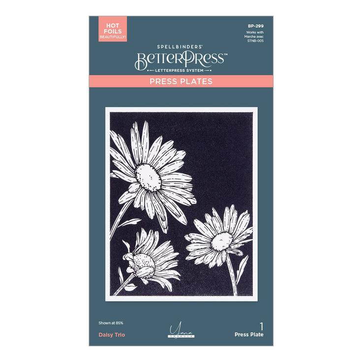 Spellbinders - Yana&#39;s Daisies Collection - Press Plates &amp; Stencils - Daisy Trio-ScrapbookPal