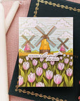 Spellbinders - Yana's Tulips Collection - Letterpress + Foil Plate - Windmills and Tulips-ScrapbookPal