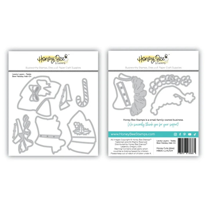Honey Bee Stamps - Lovely Layers: Teddy Bear Holiday Add-On - Honey Cuts Stand-Alone Dies