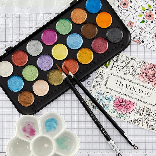 Yasutomo - Niji Pearlescent Watercolor - 21 Color Palette-ScrapbookPal