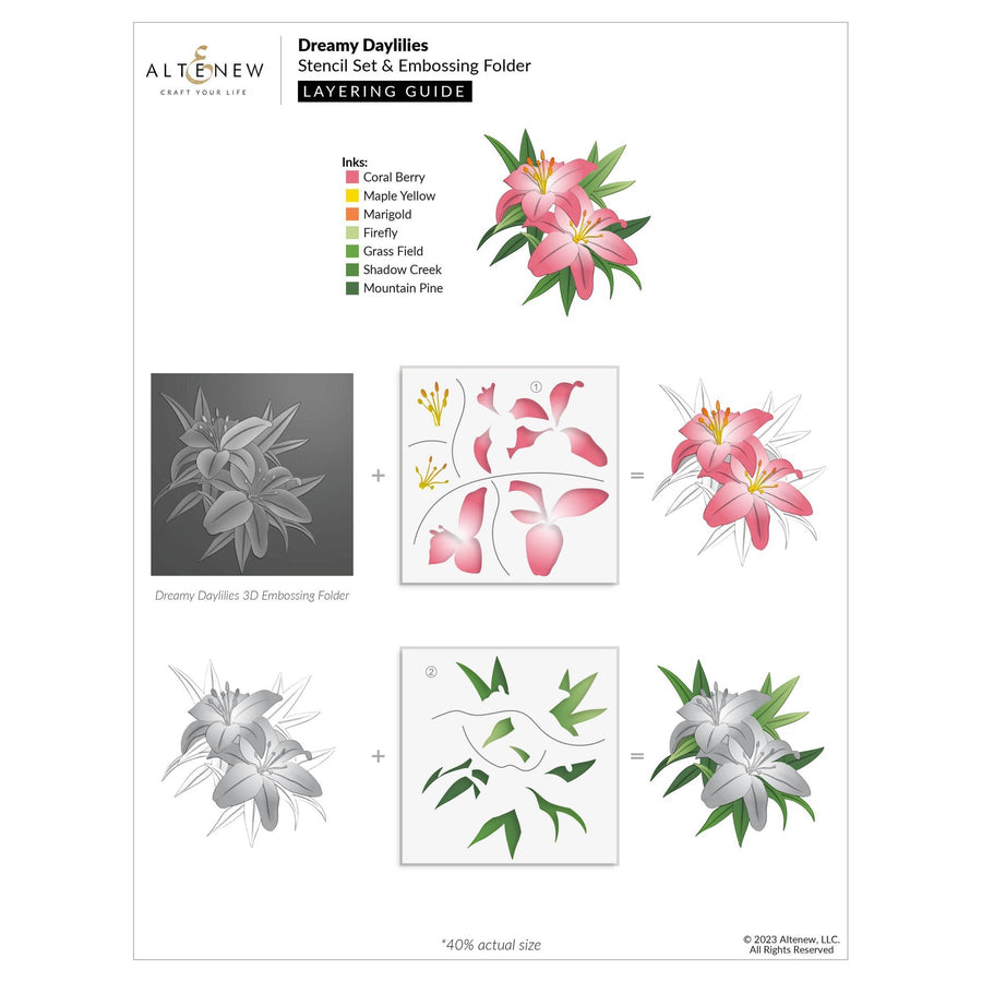 Altenew - 3D Embossing Folder - Dreamy Daylilies