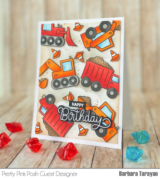 Pretty Pink Posh - Clear Stamps - Construction Trucks