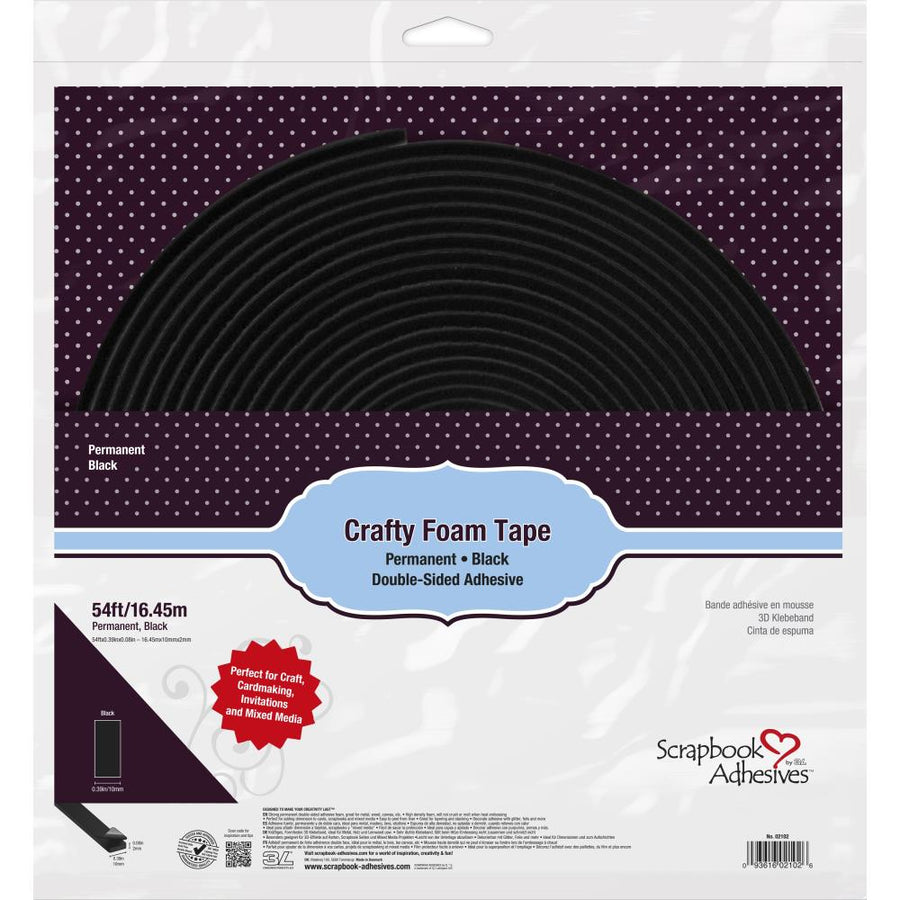 3L - Scrapbook Adhesives - Crafty Foam Tape - Black, 54 ft