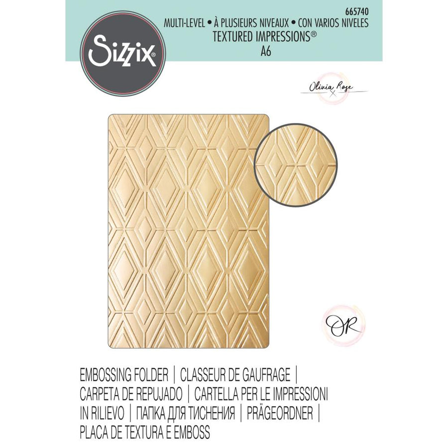 Sizzix - Multi-Level Textured Impressions Embossing Folder - Rhombus Pattern