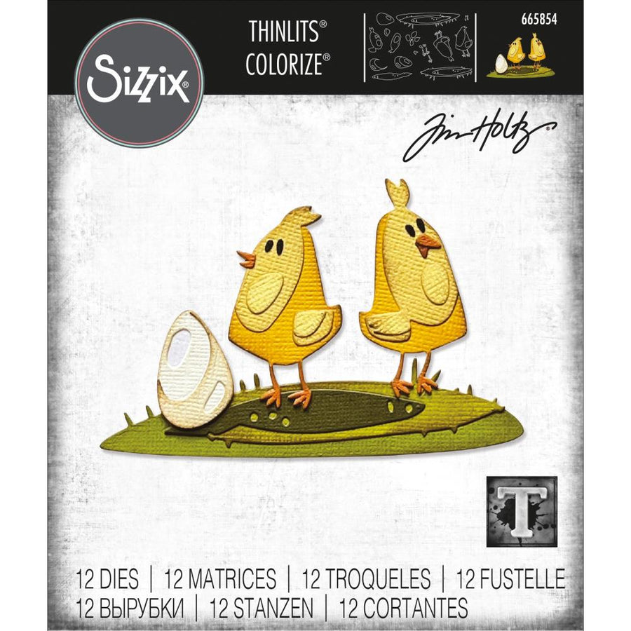 Sizzix - Tim Holtz - Thinlits Dies - Papercut Chicks, Colorize