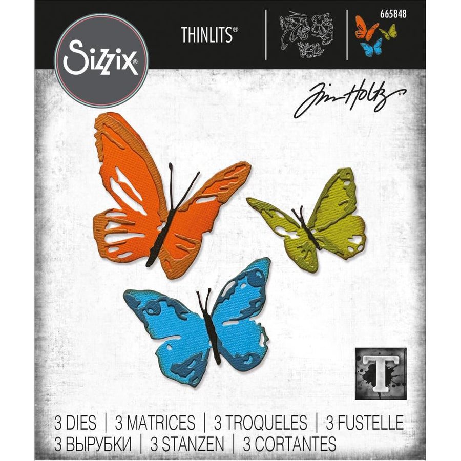 Sizzix - Tim Holtz - Thinlits Dies - Brushstroke Butterflies