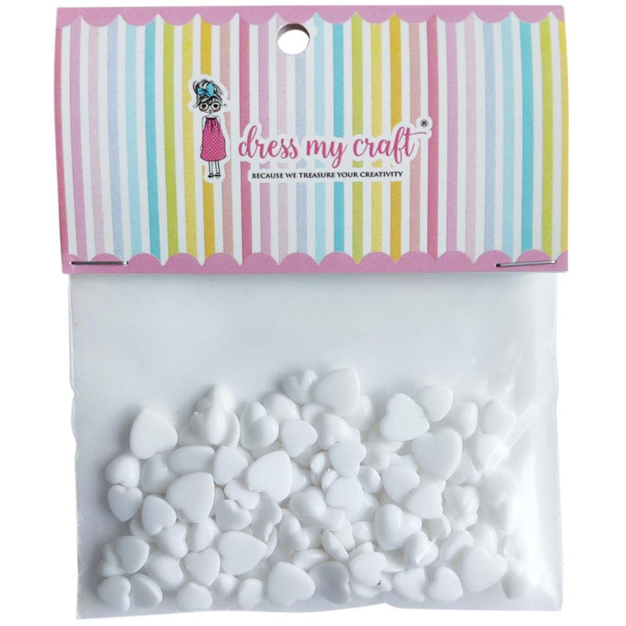 Dress My Craft - Droplets - White Hearts, Assorted