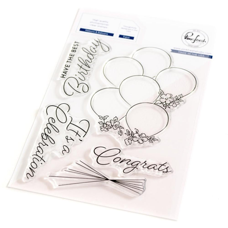 Pinkfresh Studio - Clear Stamps - Ribbons & Balloons