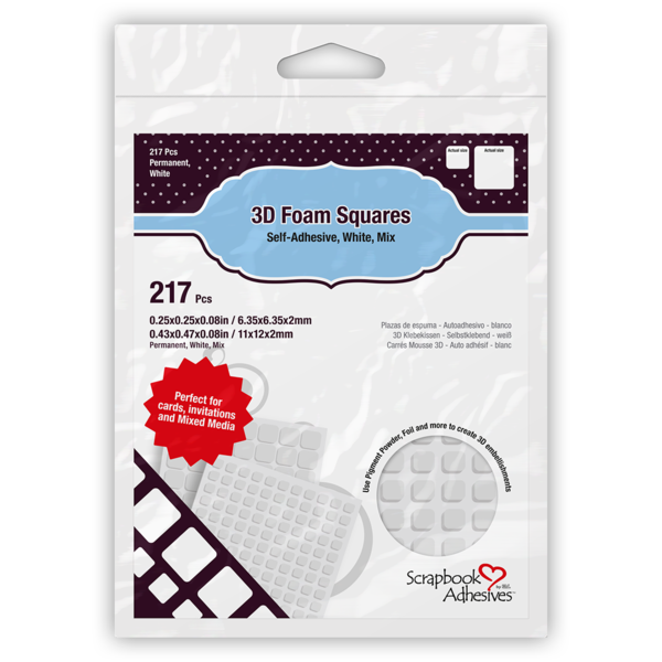 3L - Scrapbook Adhesives - 3D Foam Squares - White Variety Pack
