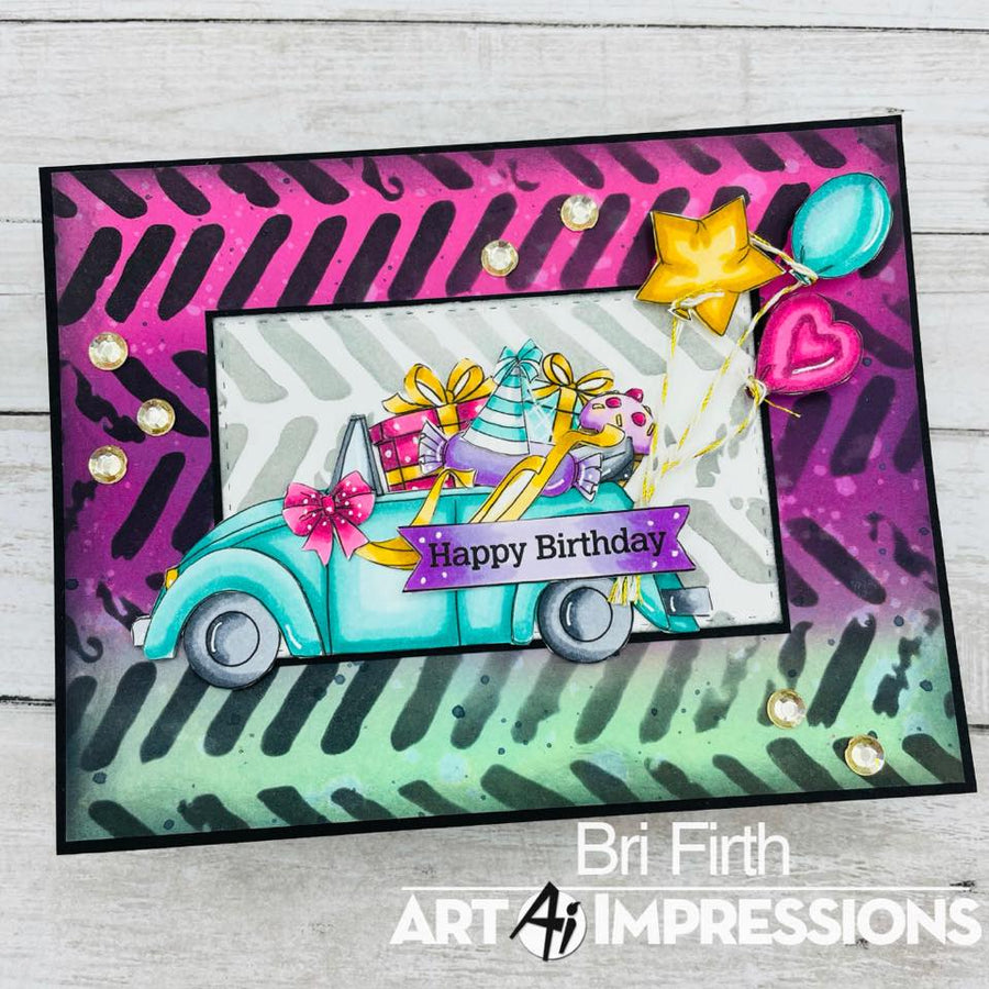 Art Impressions - Stamp & Die Set - Rides - Birthday Buggy