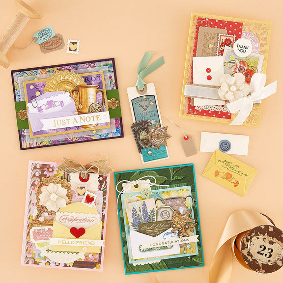 Spellbinders - Flea Market Finds Collection - Clear Stamps - Reading Matter