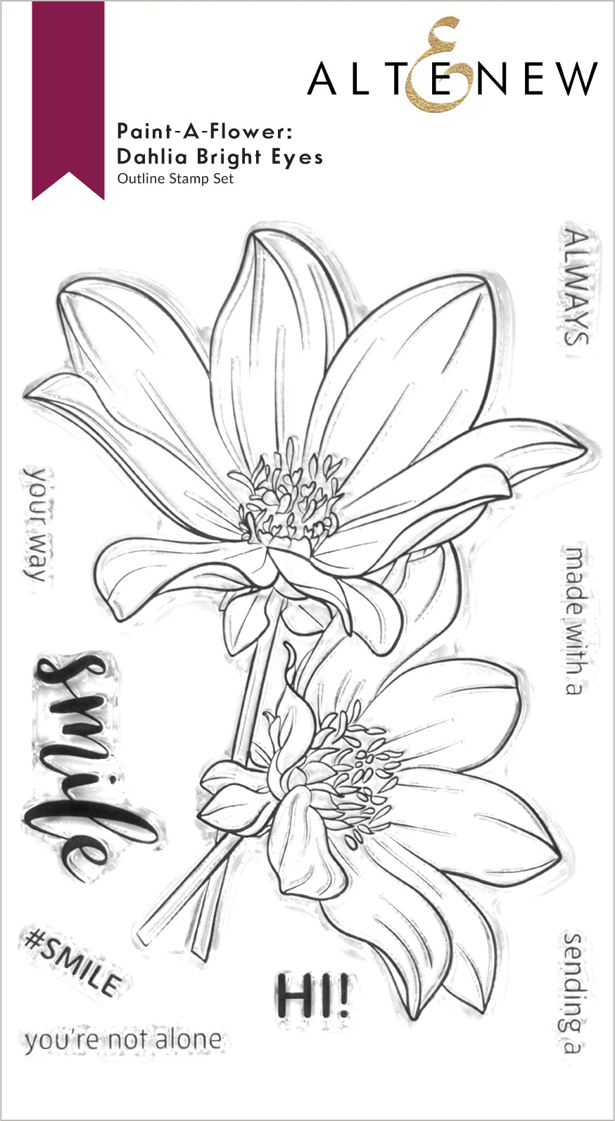 Altenew - Clear Stamps - Paint-A-Flower: Dahlia Bright Eyes Outline