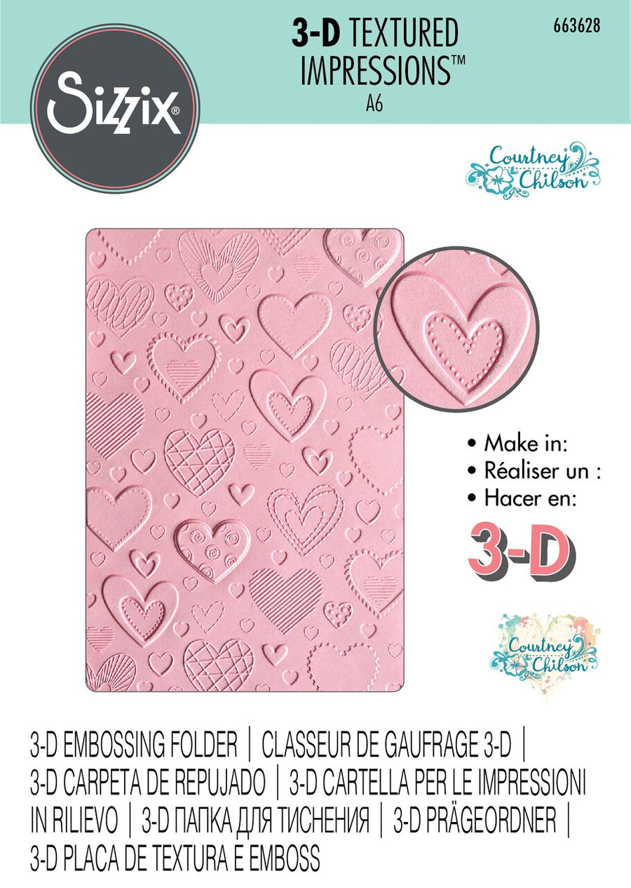 Sizzix - 3-D Textured Impressions Embossing Folder - Hearts