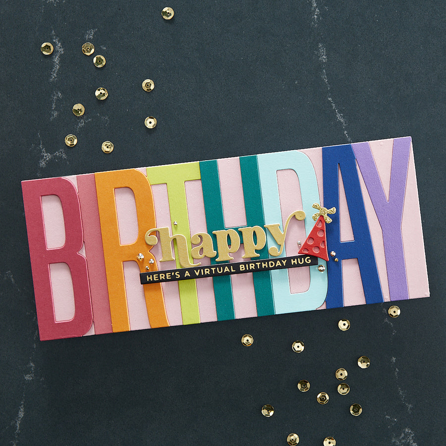 Spellbinders - Be Bold Color Block Words Collection - Dies - Be Bold Color Block Happy Birthday