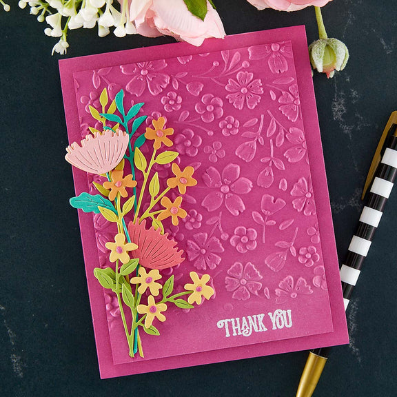 Spellbinders - Floral Reflection Collection - 3D Embossing Folder - Flower Frenzy