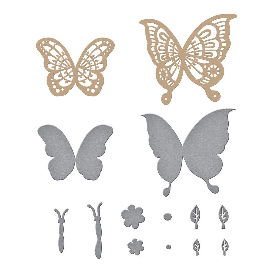 Spellbinders - Spring into Glimmer Collection - Glimmer Hot Foil Plate & Die Set - Glimmer Edge Butterflies