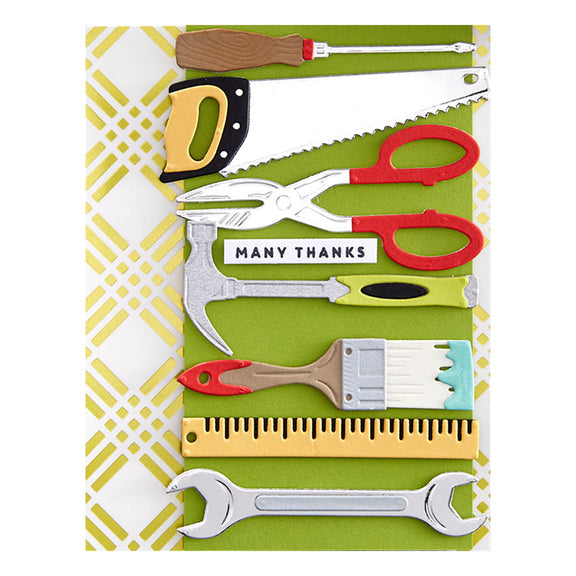 Spellbinders - Toolbox Essentials Collection - Glimmer Hot Foil Plate - Tic Tac Toe Plaid