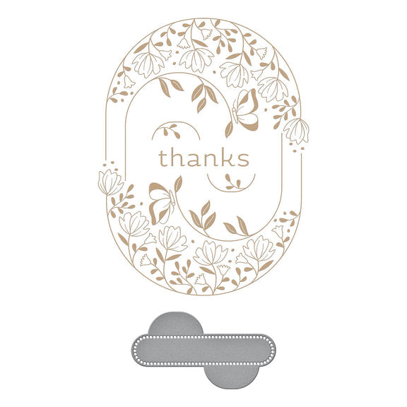 Spellbinders - Stylish Ovals Collection - Glimmer Hot Foil Plate & Die Set - Stylish Oval Thanks