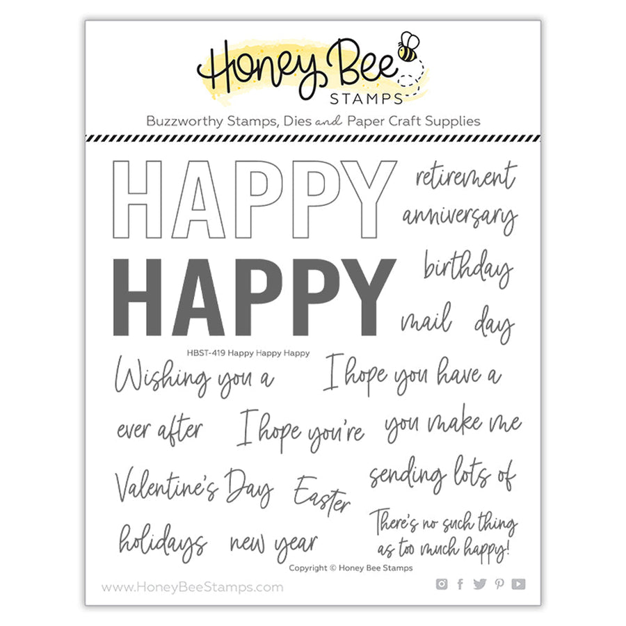 Honey Bee Stamps - Clear Stamps - Happy Happy Happy