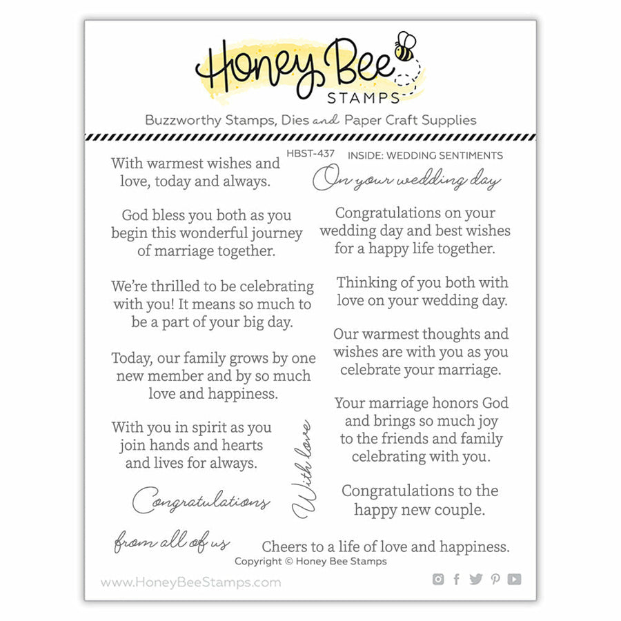 Honey Bee Stamps - Clear Stamps - Inside: Wedding Sentiments