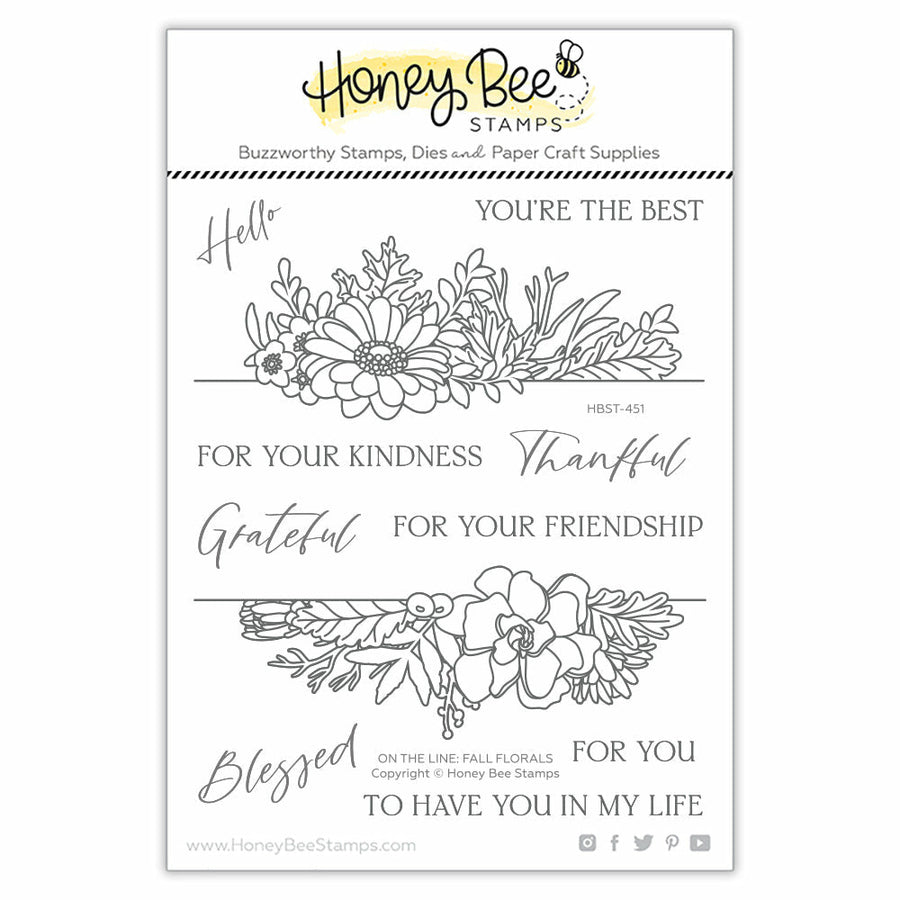 Honey Bee Stamps - Clear Stamps - On The Line: Fall Florals