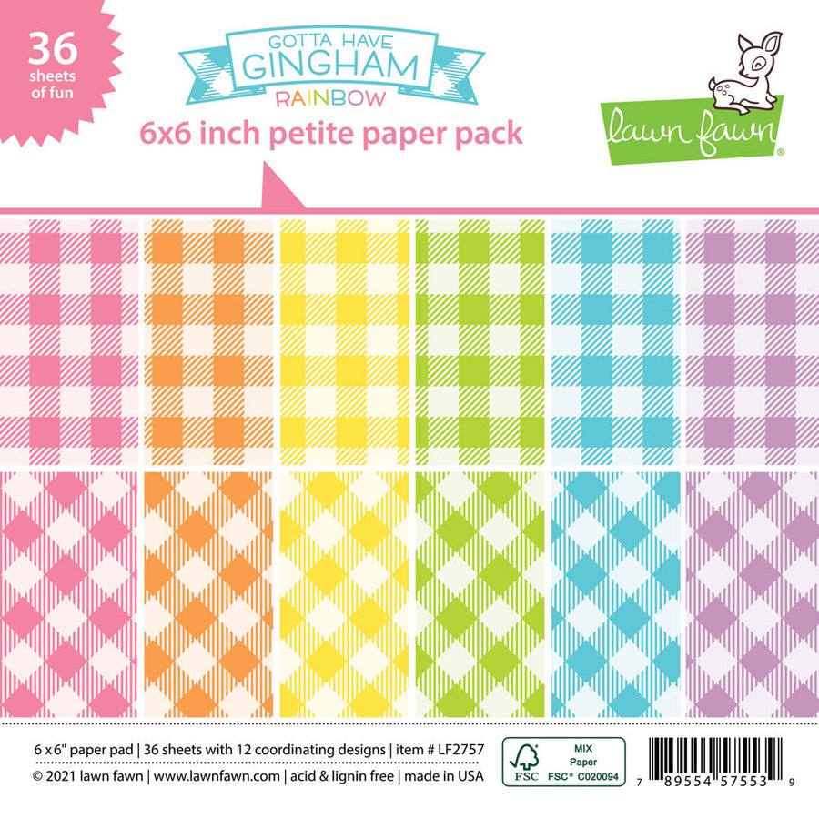 Lawn Fawn - Petite Paper Pack - Gotta Have Gingham Rainbow