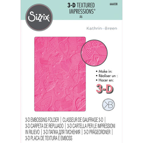 Sizzix - 3-D Textured Impressions Embossing Folder - Mark Making Hearts