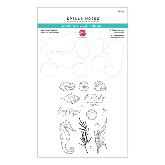 Spellbinders - Seahorse Kisses Collection - Clear Stamps & Dies - Seahorse Garden