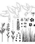 Spellbinders - Bibi's Hummingbirds Collection - Clear Stamps & Dies - Hummingbird Build a Scene