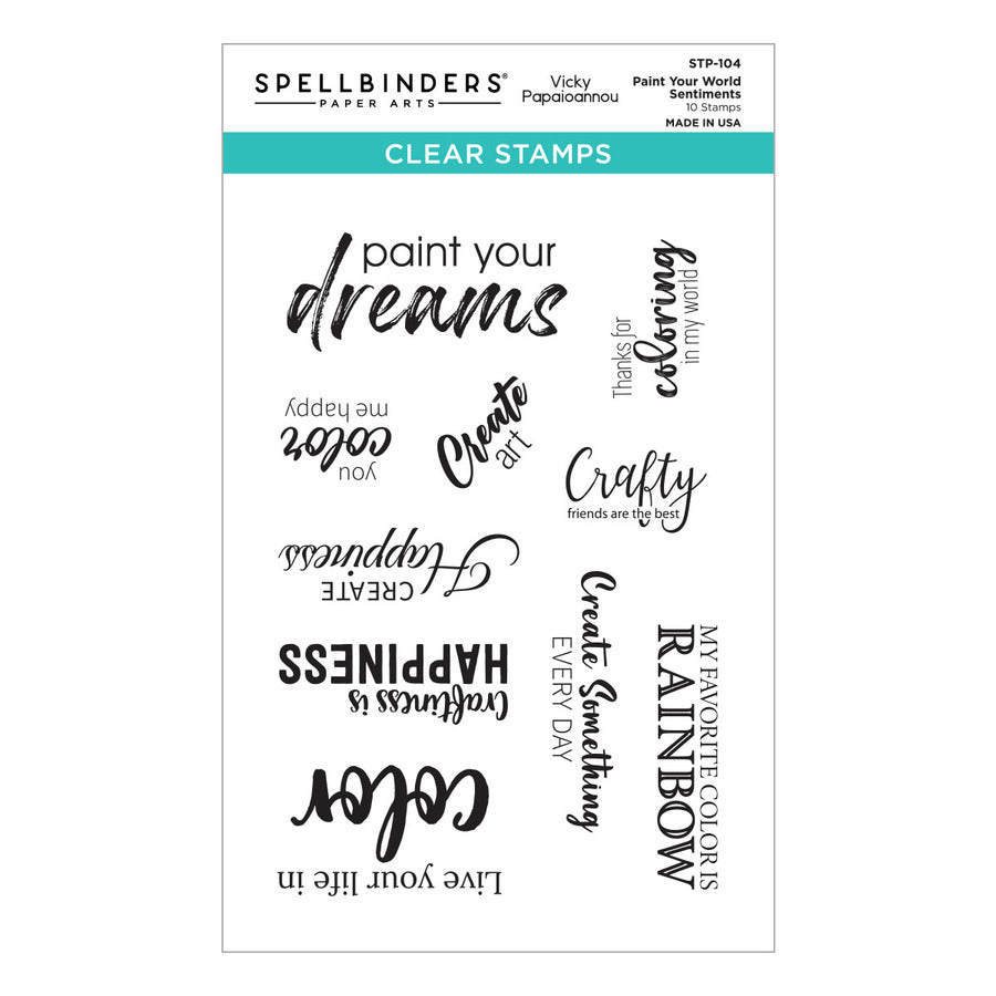 Spellbinders - Paint Your World Collection - Clear Stamps - Paint Your World Sentiments