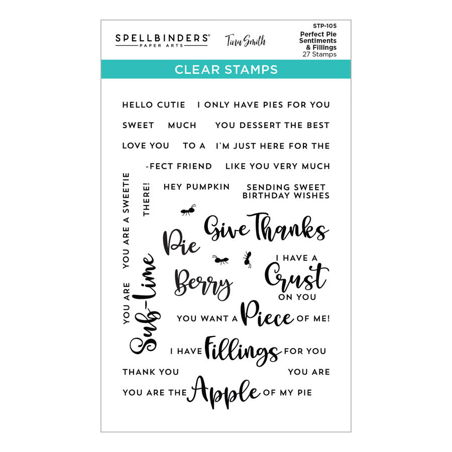 Spellbinders - Pie Perfection Collection - Clear Stamps - Perfect Pie Sentiments & Fillings