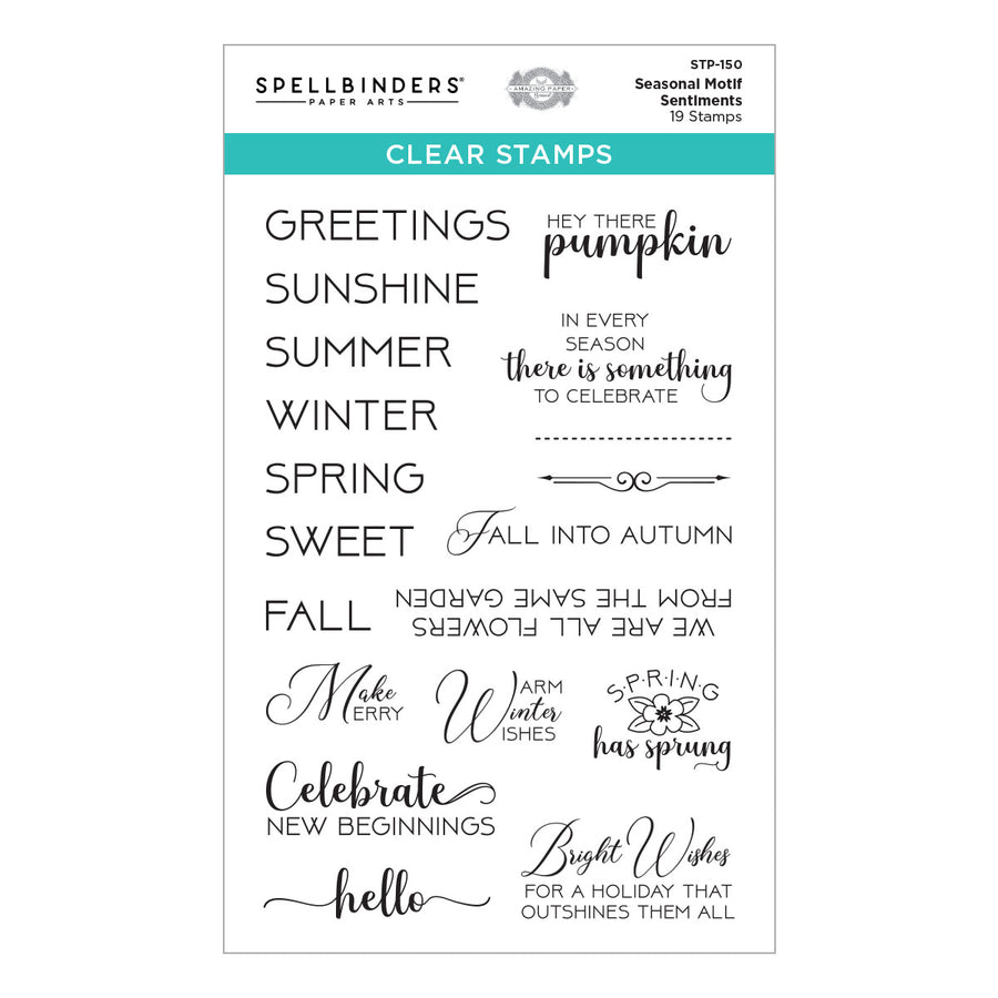 Spellbinders - Seasonal Label Motifs Collection - Clear Stamps - Seasonal Motif Sentiments