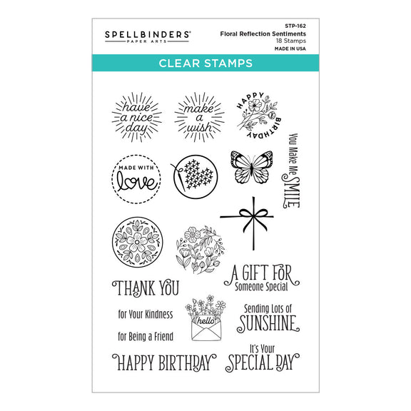 Spellbinders - Floral Reflection Collection - Clear Stamps - Floral Reflection Sentiments