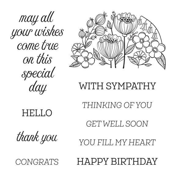 Spellbinders - Stylish Ovals Collection - Clear Stamps - Fill My Heart Sentiments